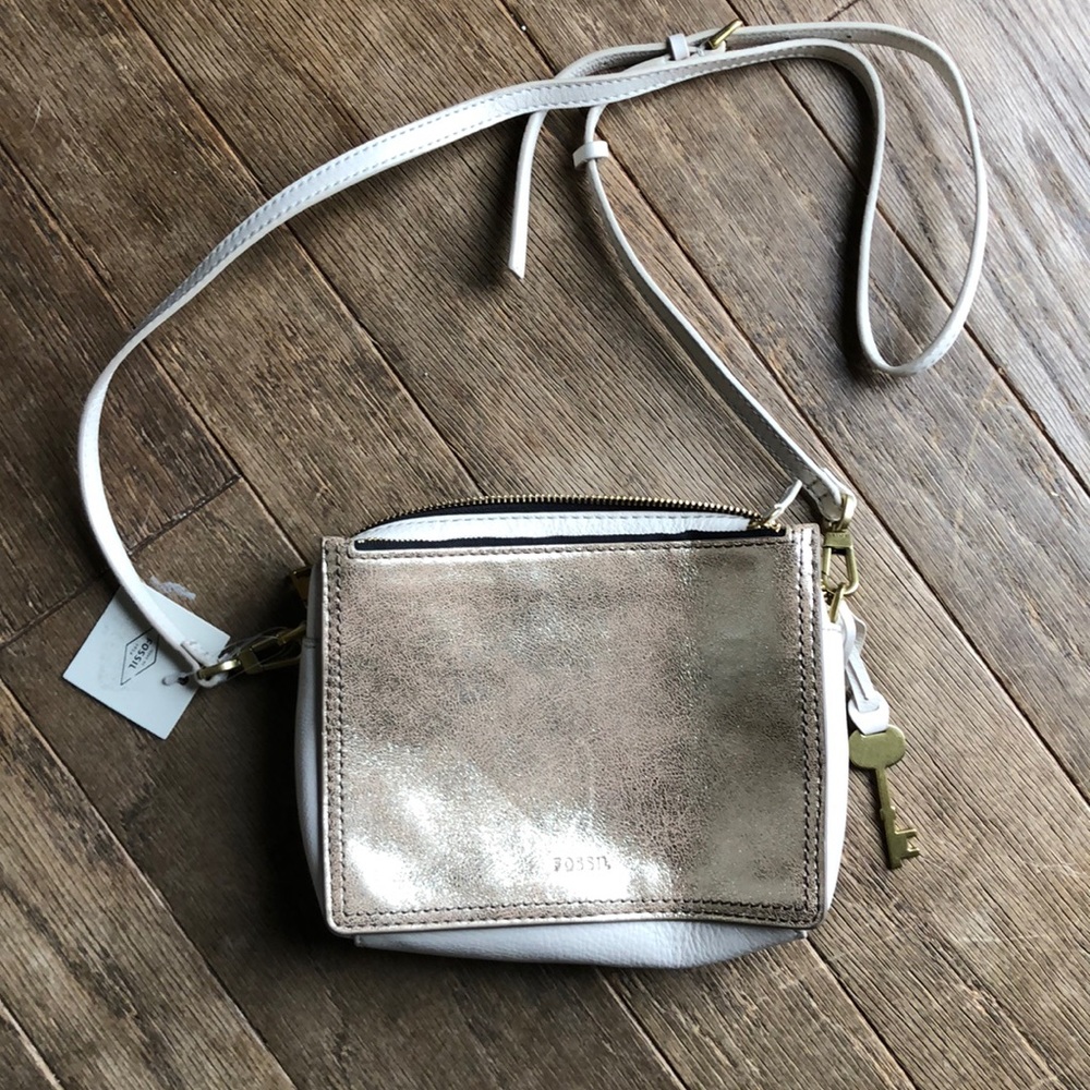 Cream and metallic gold foil purse